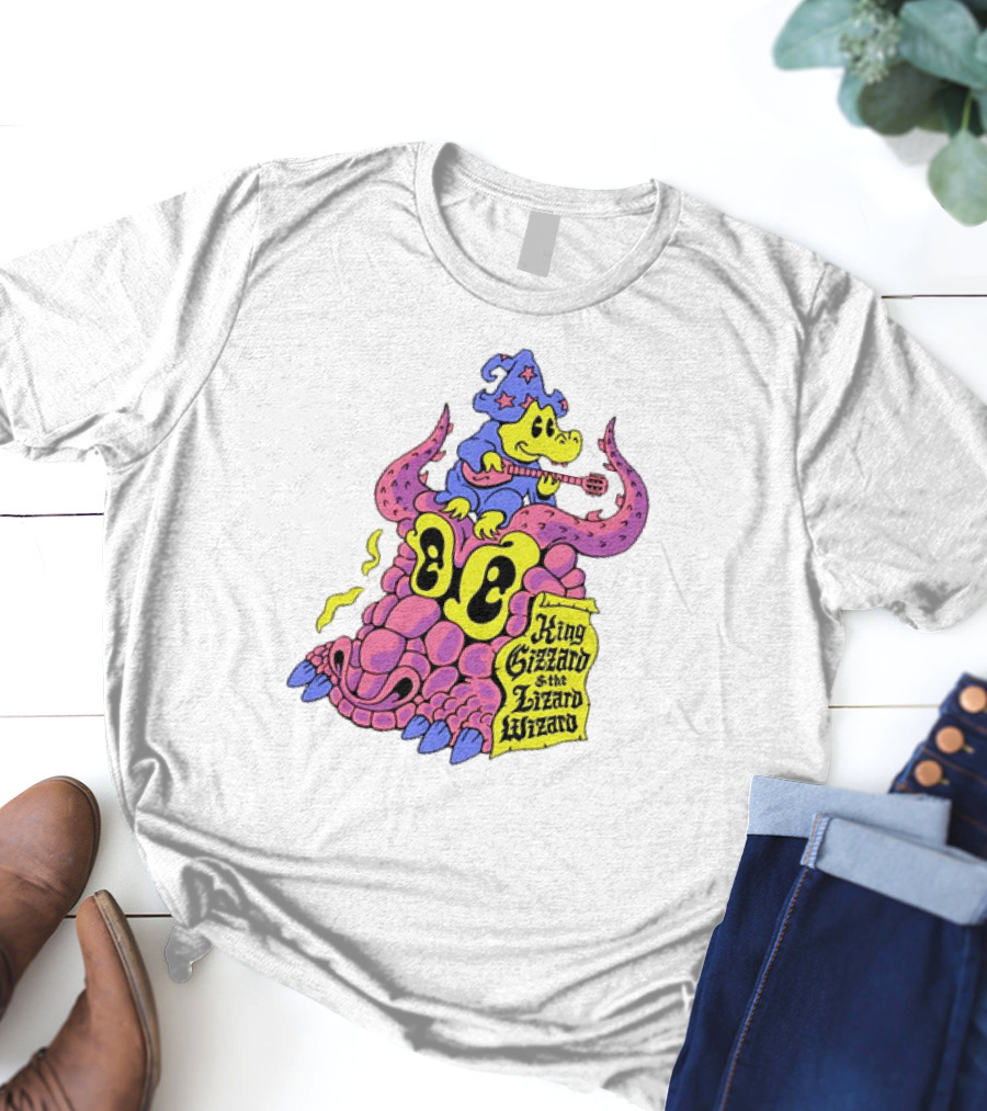 King Gizzard And The Lizard Wizard Gator Wizard Playing Guitar On Monster Head T-Shirt