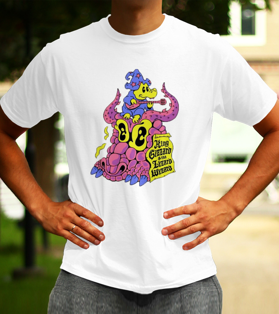 King Gizzard And The Lizard Wizard Gator Wizard Playing Guitar On Monster Head T-Shirt