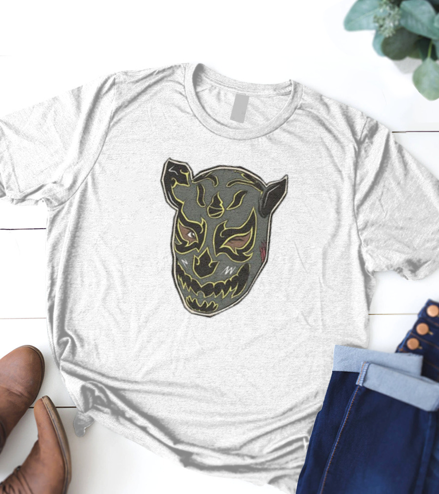 Luchador Black Mask With Grey And Yellow AEW T-Shirt