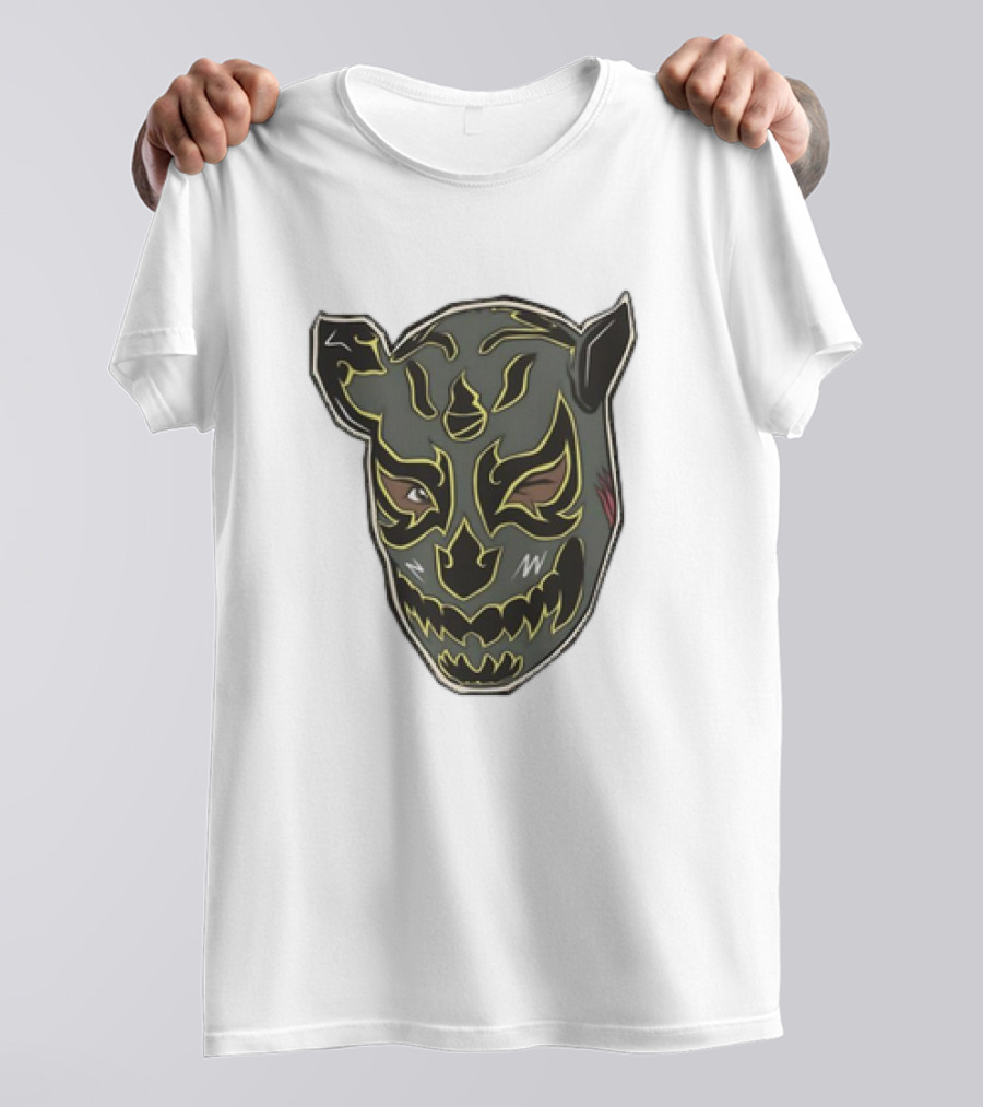 Luchador Black Mask With Grey And Yellow AEW T-Shirt