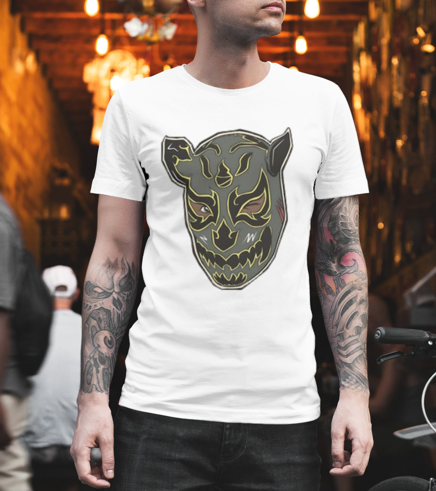 Luchador Black Mask With Grey And Yellow AEW T-Shirt
