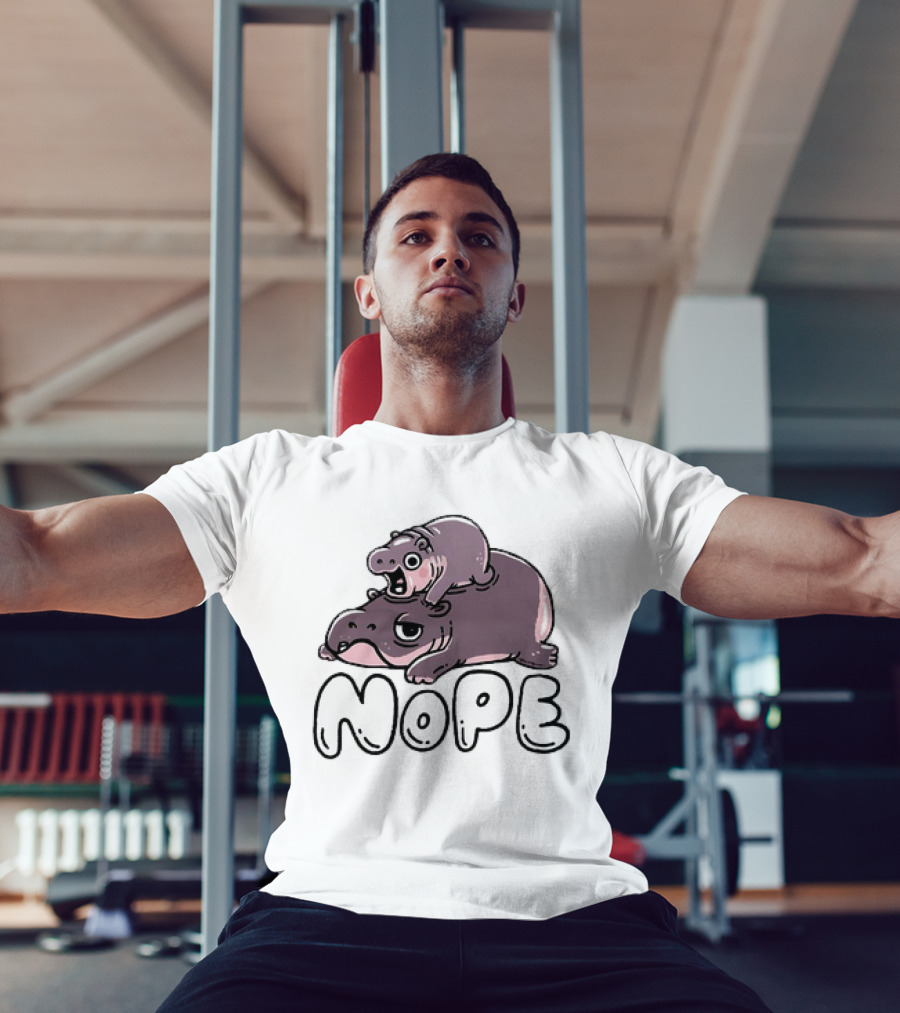 Moo Deng Cute Hippo With Baby Nope T-Shirt