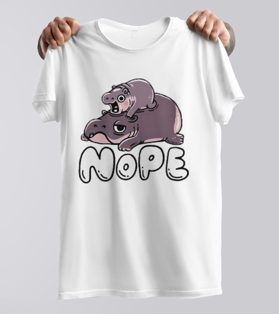 Moo Deng Cute Hippo With Baby Nope T-Shirt