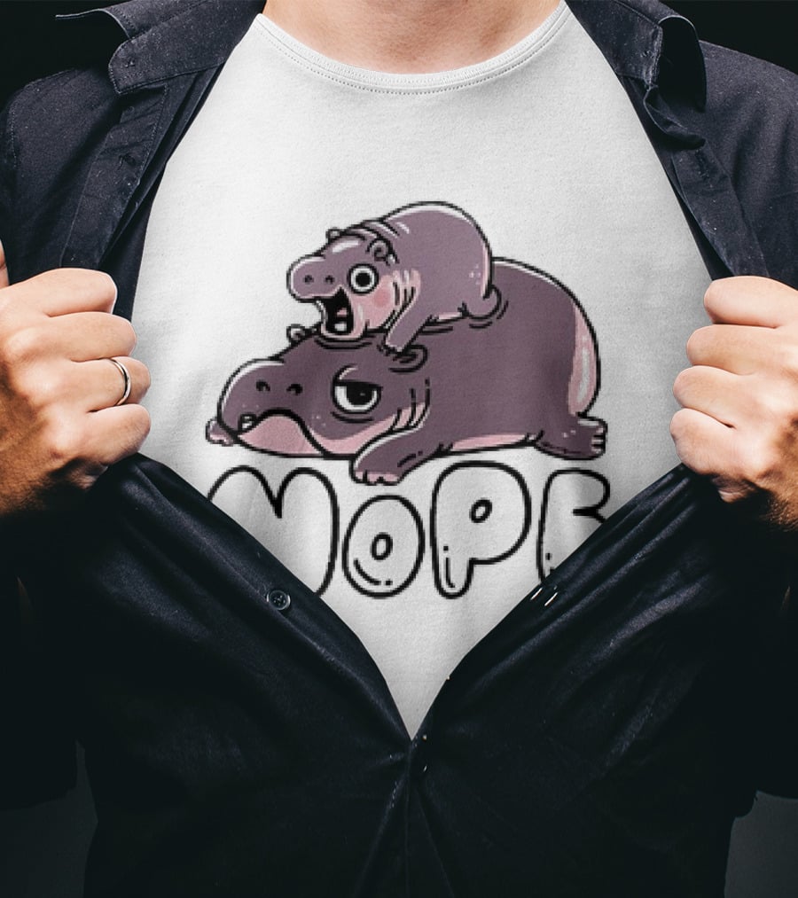 Moo Deng Cute Hippo With Baby Nope T-Shirt