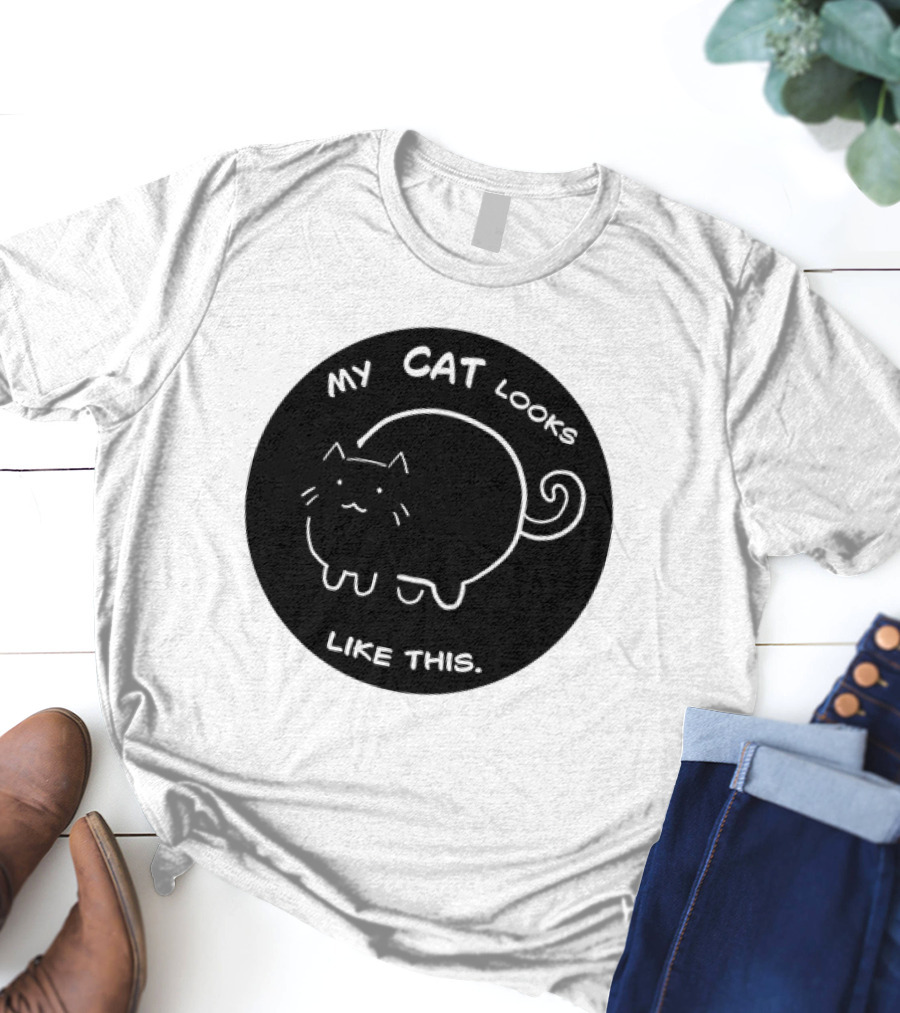 My Cat Looks Like This Adorable Cartoon Kitty Drawing T-Shirt