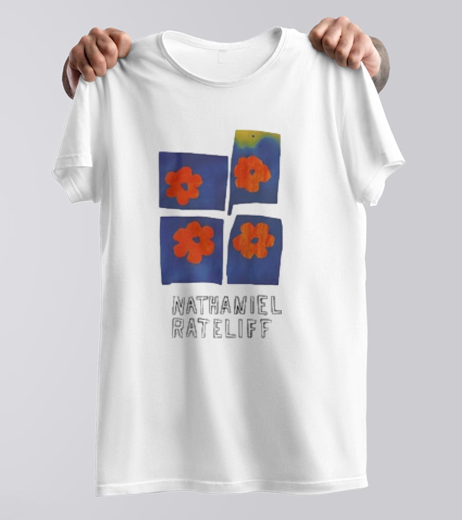 Nathaniel Rateliff Blue Squares Orange Flowers T-Shirt