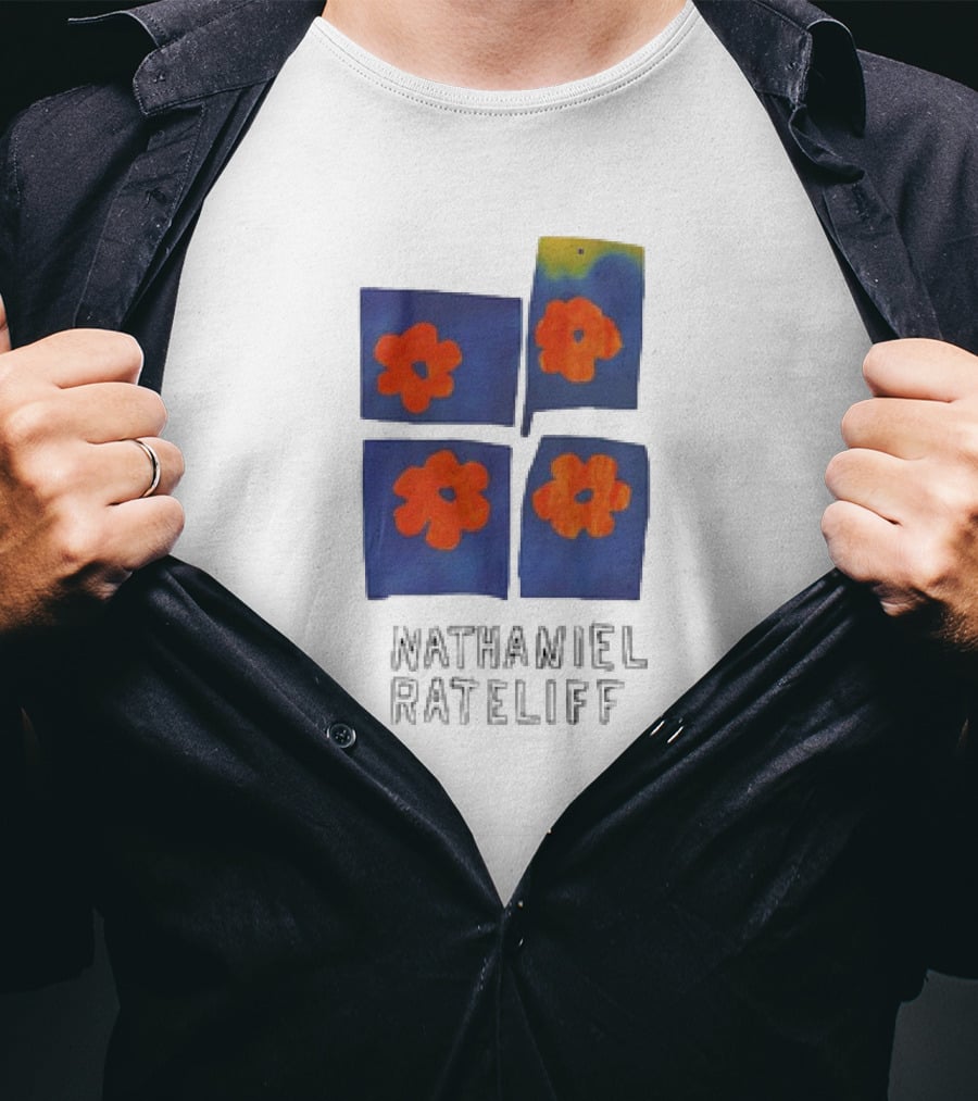Nathaniel Rateliff Blue Squares Orange Flowers T-Shirt