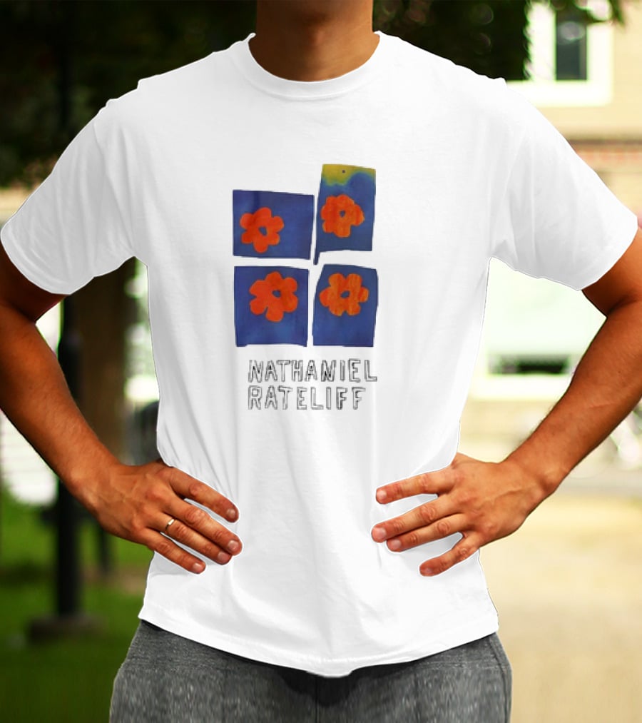 Nathaniel Rateliff Blue Squares Orange Flowers T-Shirt