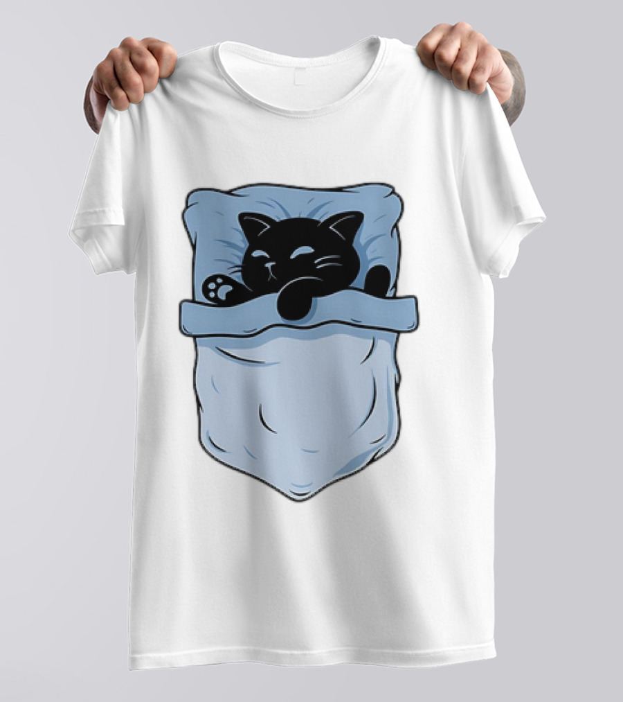 Pocket Nap Sleeping Cat Cuteness Cozy In Your Pocket T-Shirt