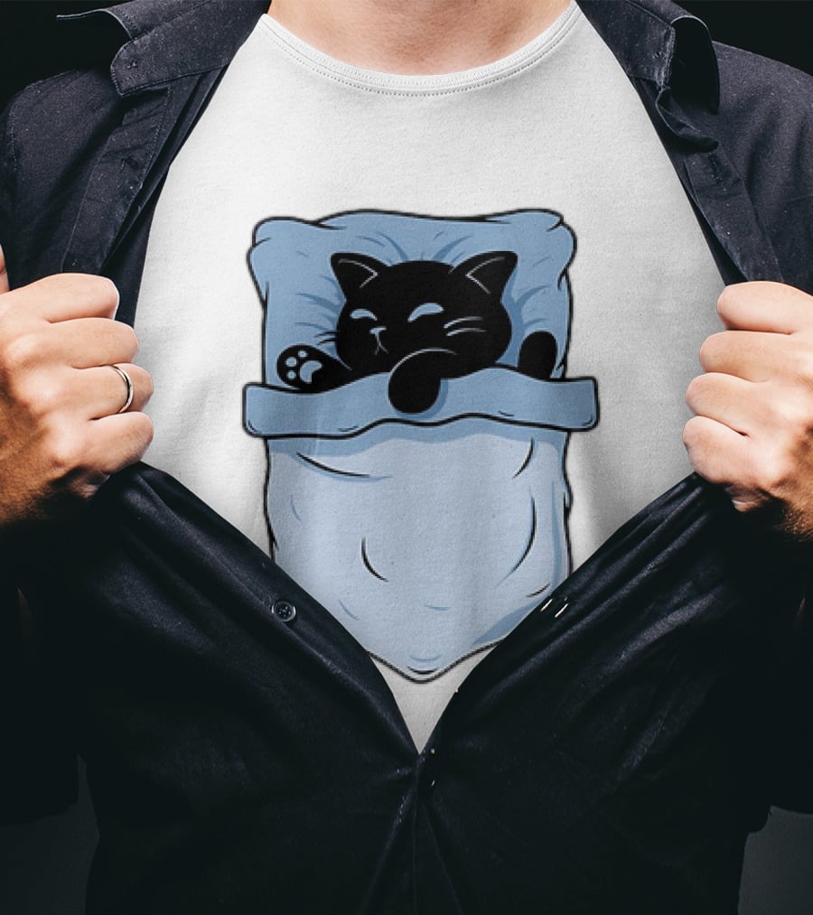 Pocket Nap Sleeping Cat Cuteness Cozy In Your Pocket T-Shirt