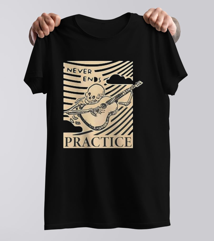 Lindy Day Never Ends Practice Skeleton Guitar T-Shirt