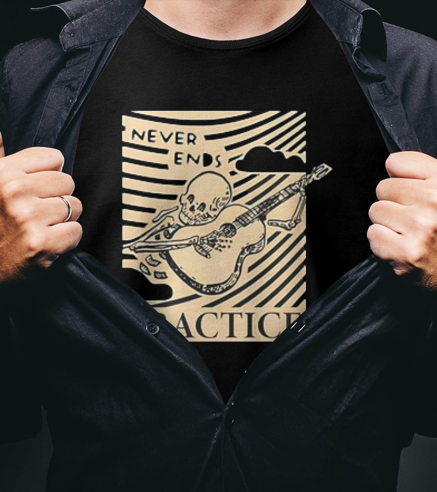 Lindy Day Never Ends Practice Skeleton Guitar T-Shirt