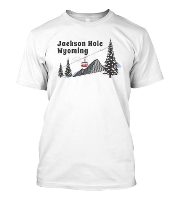 Jackson Hole Wyoming Mountain Gondola With Evergreen Trees And Ski Slope T-Shirt
