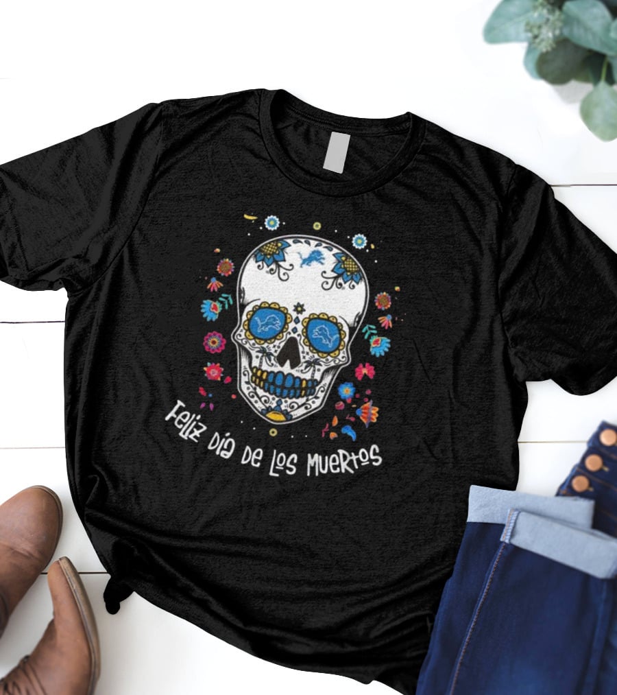Detroit Lions Feliz Dia De Los Muertos T-Shirt