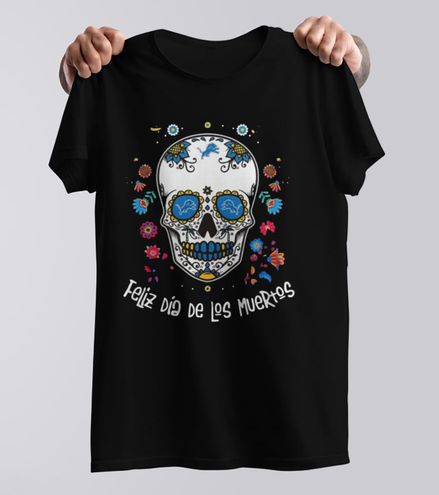 Detroit Lions Feliz Dia De Los Muertos T-Shirt