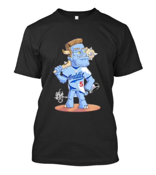 Monster Freddie Los Angeles Baseball Player Cartoon Character T-Shirt