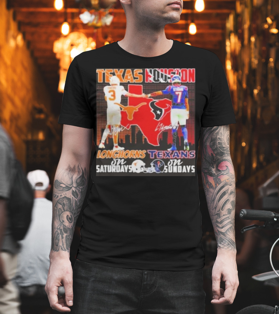 Texas Longhorns Longhorns On Saturdays Texans On Sundays T-Shirt