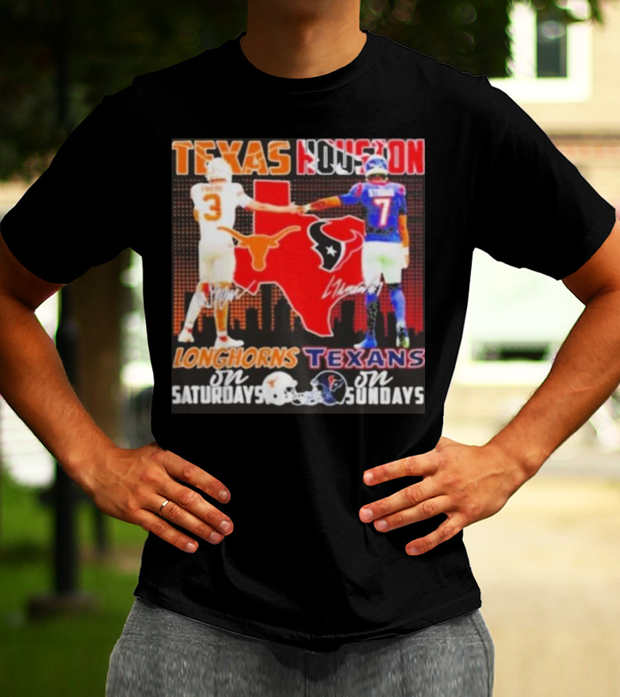 Texas Longhorns Longhorns On Saturdays Texans On Sundays T-Shirt
