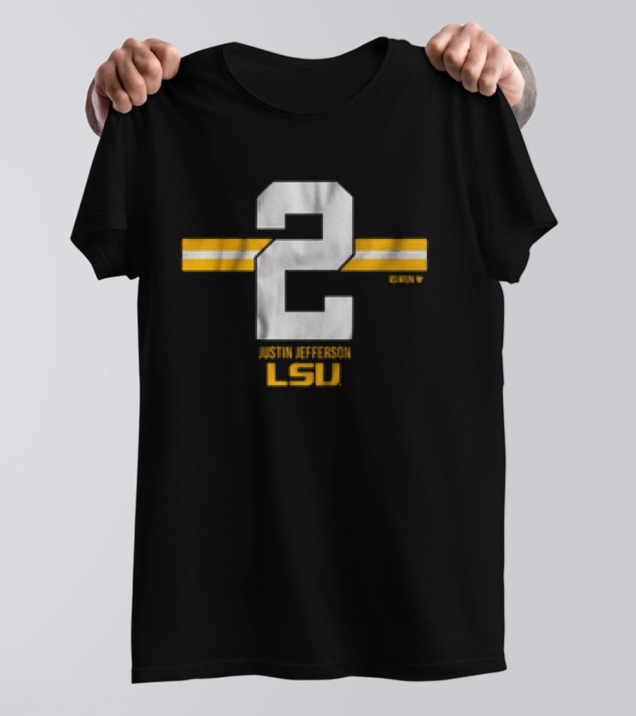LSU Football Justin Jefferson 2 Stripe Number LSU T-Shirt