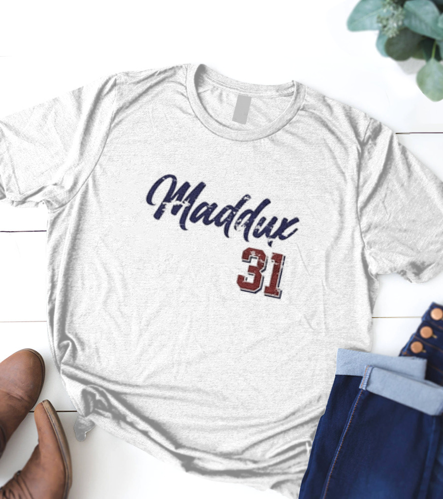 Greg Maddux 31 Chicago Baseball Script T-Shirt