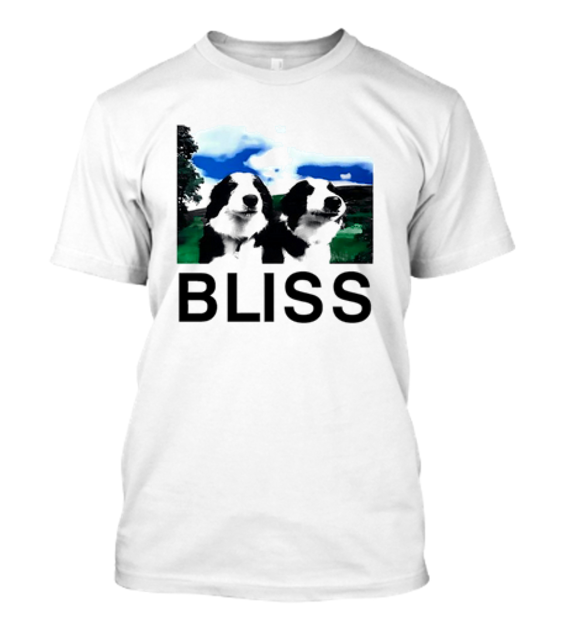 BLISS Henry Dog Meme Two Dogs Green Landscape T-Shirt