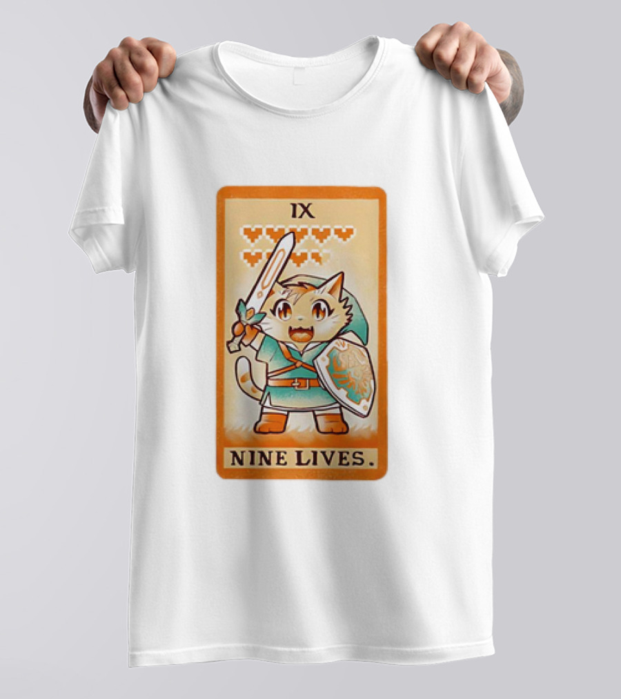 Nine Lives Tarot Cat IX Link The Legend Of Zelda T-Shirt
