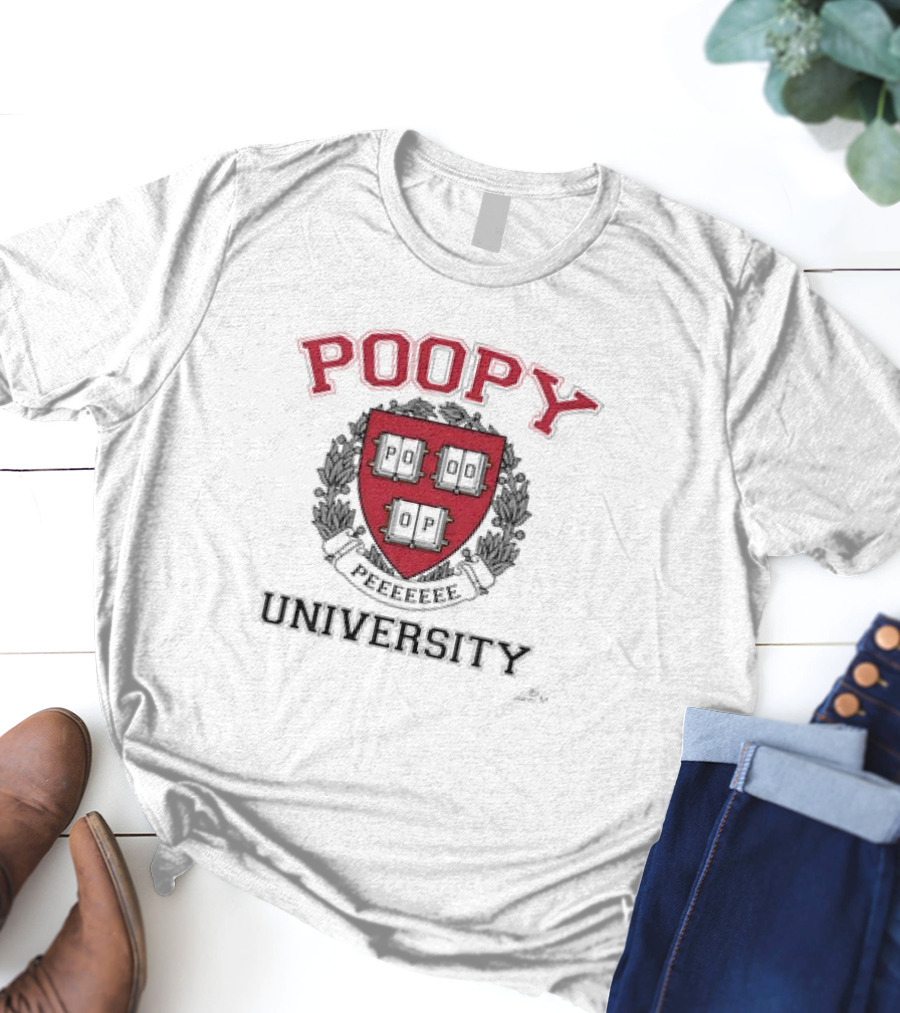 Poopy Peeeeeee Parody University Crest Shield Emblem T-Shirt