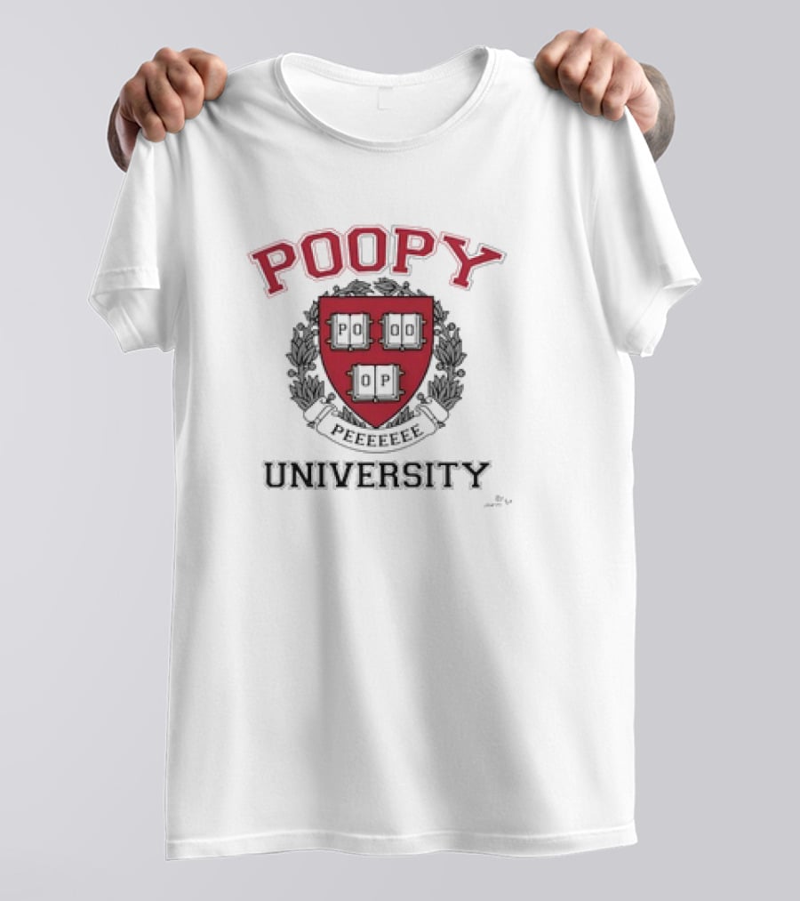 Poopy Peeeeeee Parody University Crest Shield Emblem T-Shirt