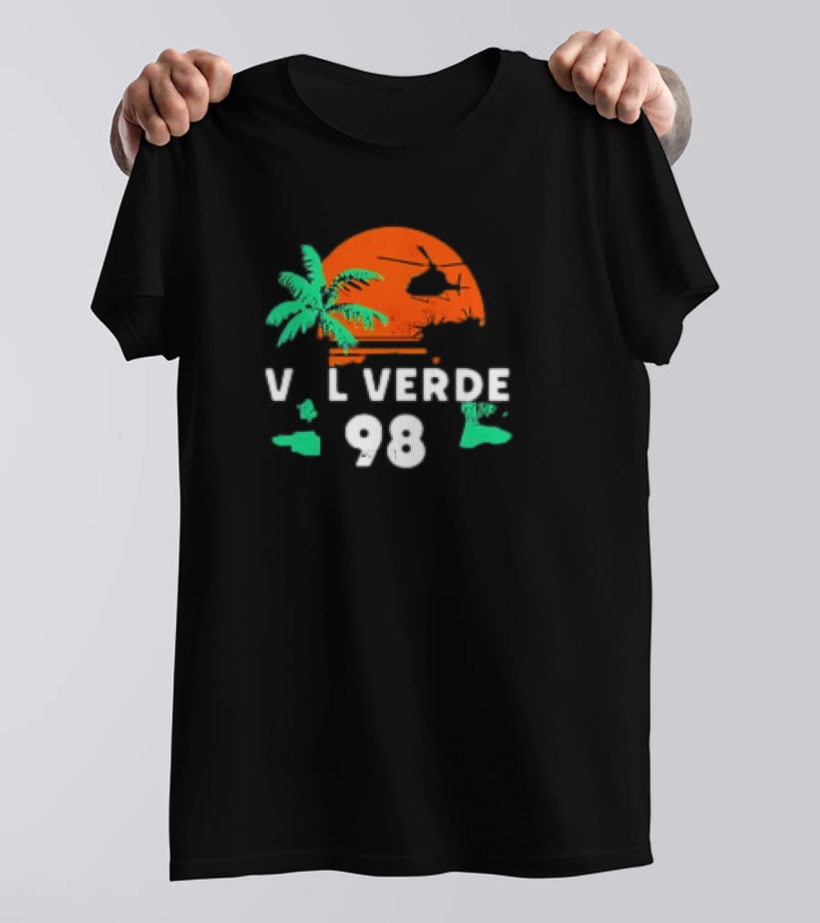 Val Verde 98 Retro Palm And Helicopter Sunset T-Shirt