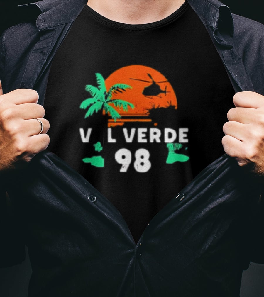 Val Verde 98 Retro Palm And Helicopter Sunset T-Shirt