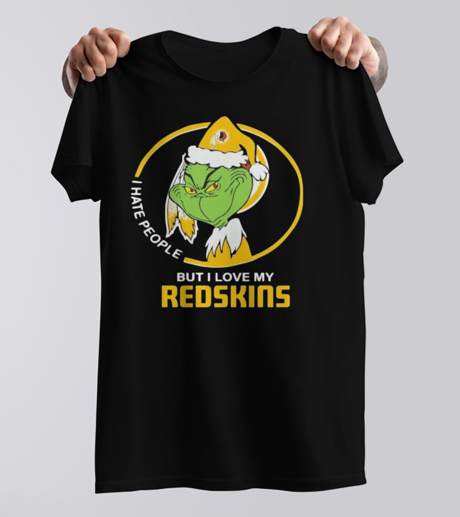 I Hate People But I Love My Redskins Grinch Christmas T-Shirt