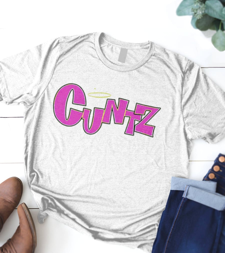 Cuntz Pink Cartoon Style Text With Halo T-Shirt