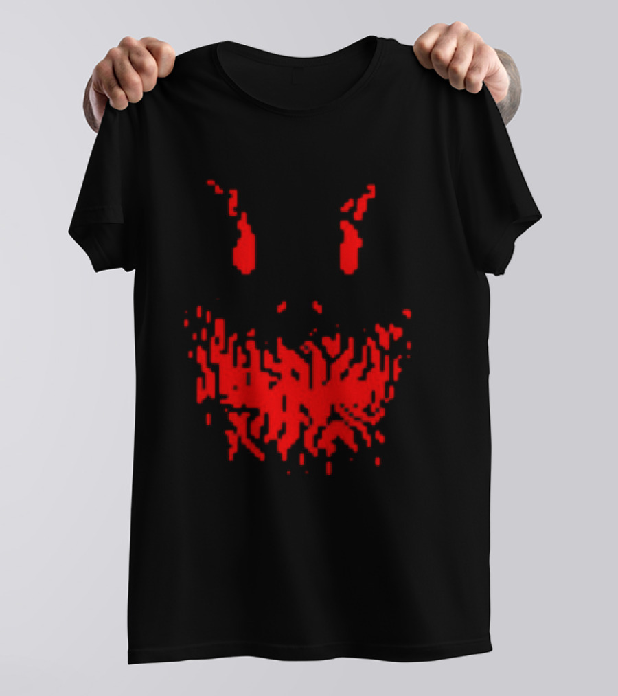 Scary Red Pixelated Joker Face T-Shirt