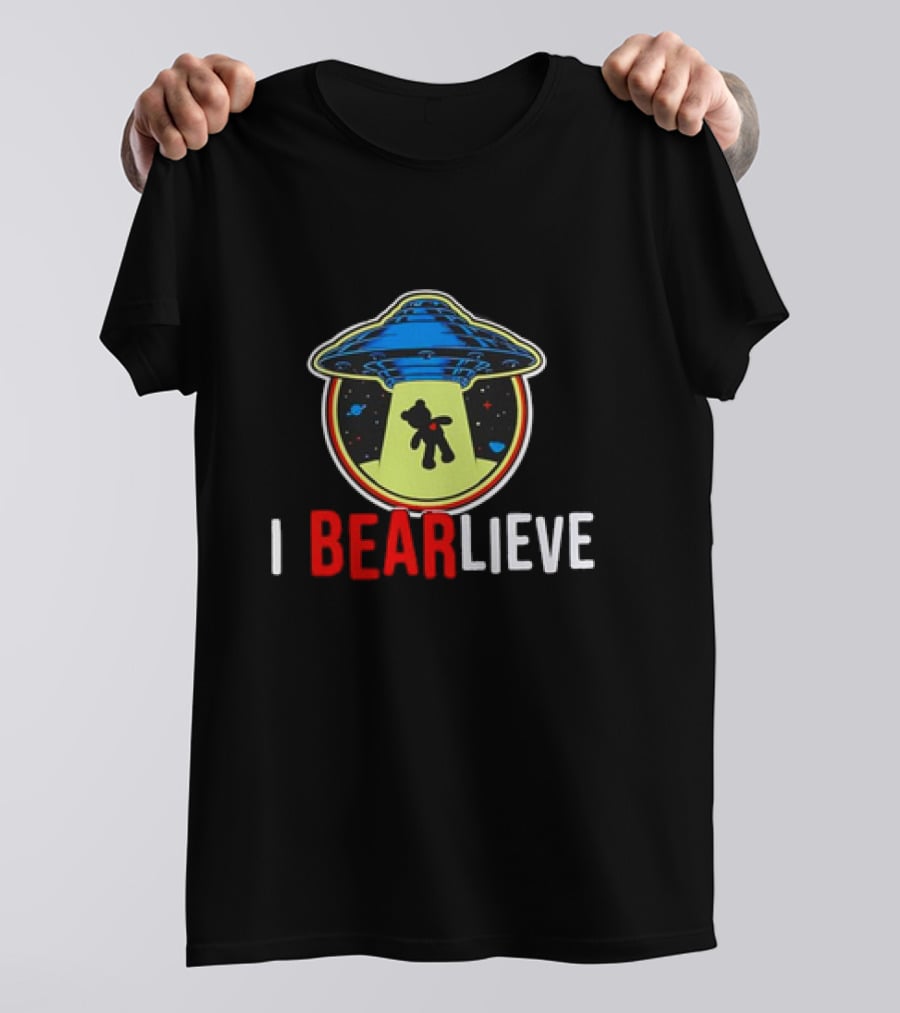 UFO I BEARlieve Alien Abduction Bear Spaceship T-Shirt