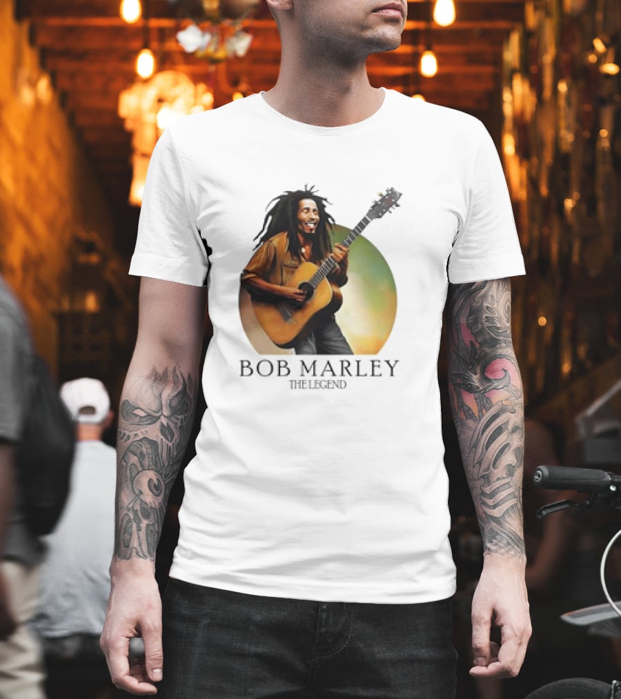 Bob Marley The Legend Iconic Guitar T-Shirt