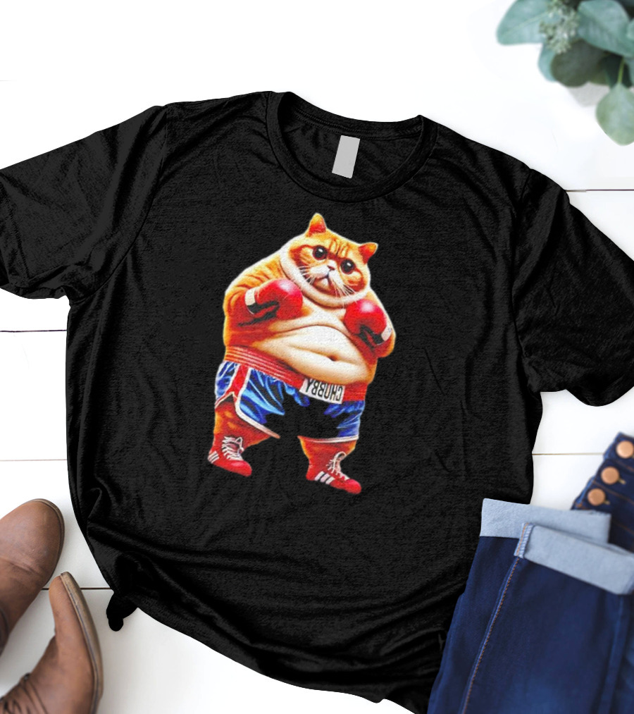 Boxing Gym Anime Meme Cat With Gloves And Chunky Shorts T-Shirt