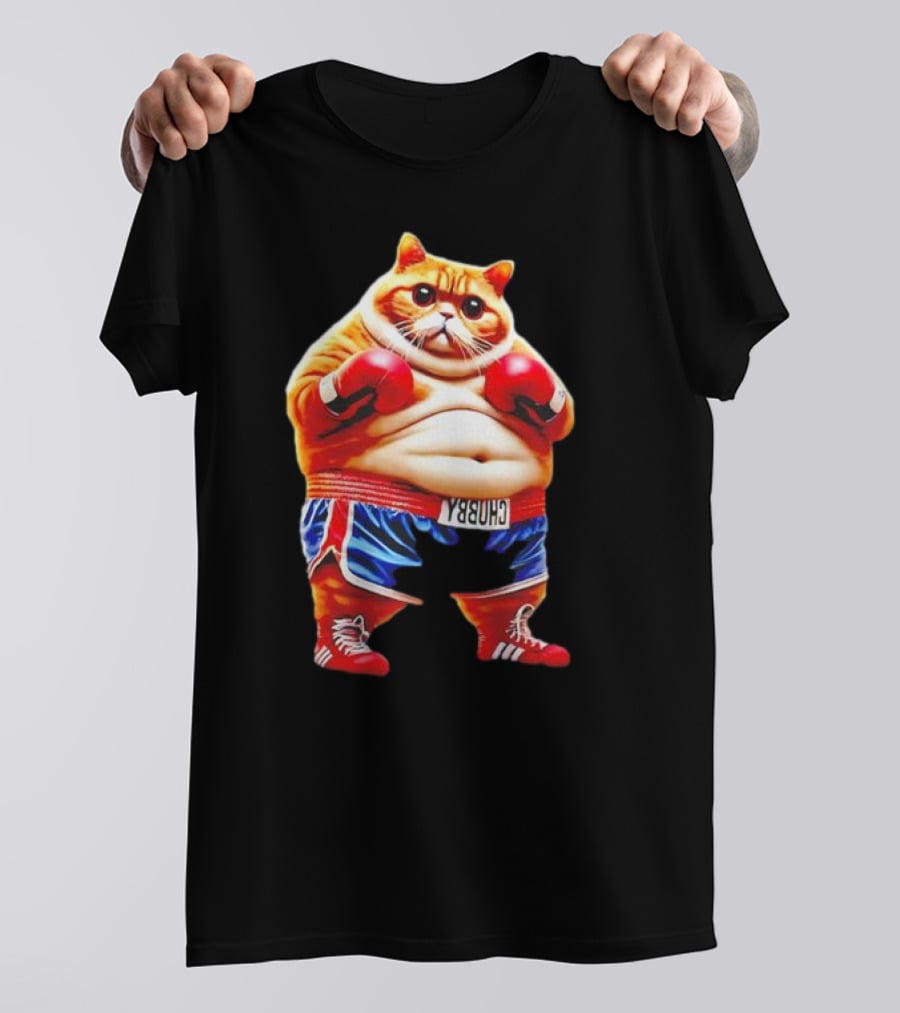 Boxing Gym Anime Meme Cat With Gloves And Chunky Shorts T-Shirt