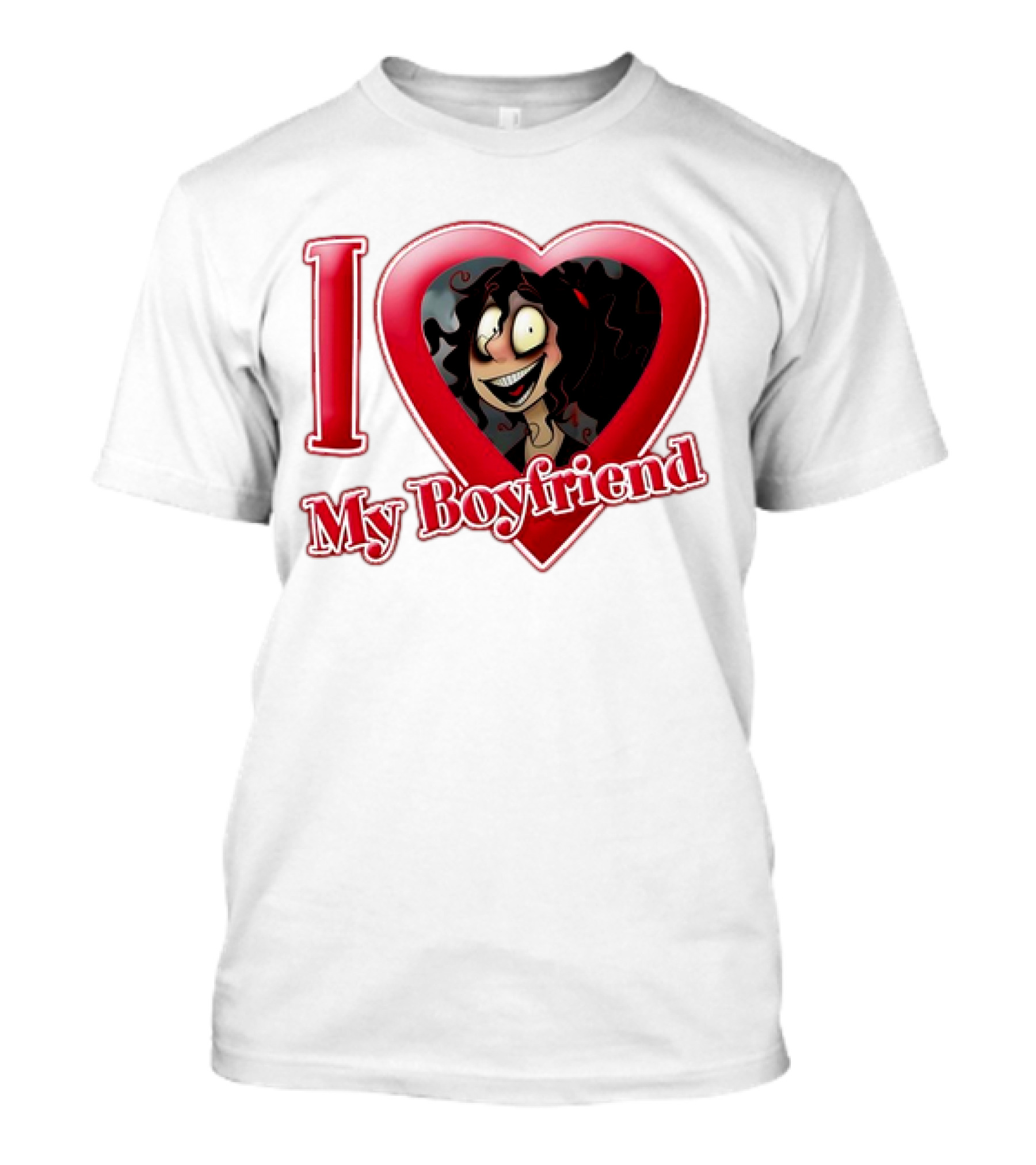 I Love My Boyfriend Heart Cartoon Face T-Shirt
