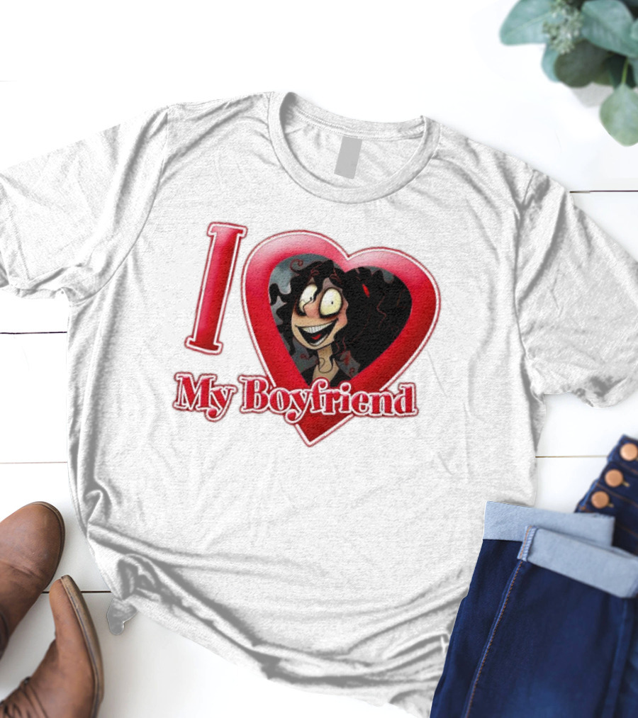 I Love My Boyfriend Heart Cartoon Face T-Shirt