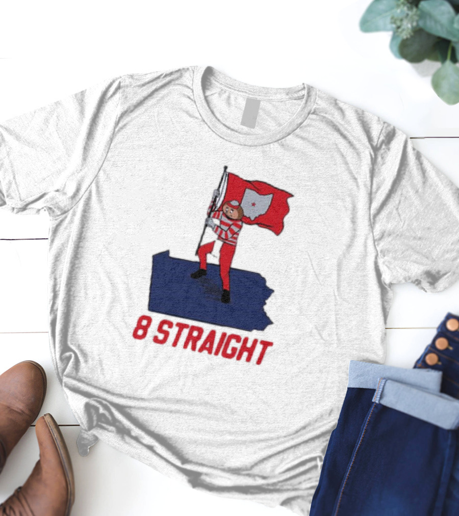 Ohio State Buckeyes Brutus Holding Flag 8 Straight T-Shirt