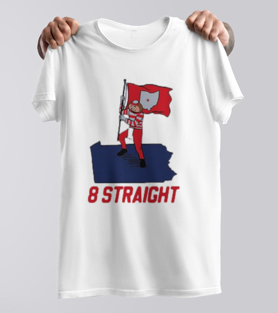 Ohio State Buckeyes Brutus Holding Flag 8 Straight T-Shirt