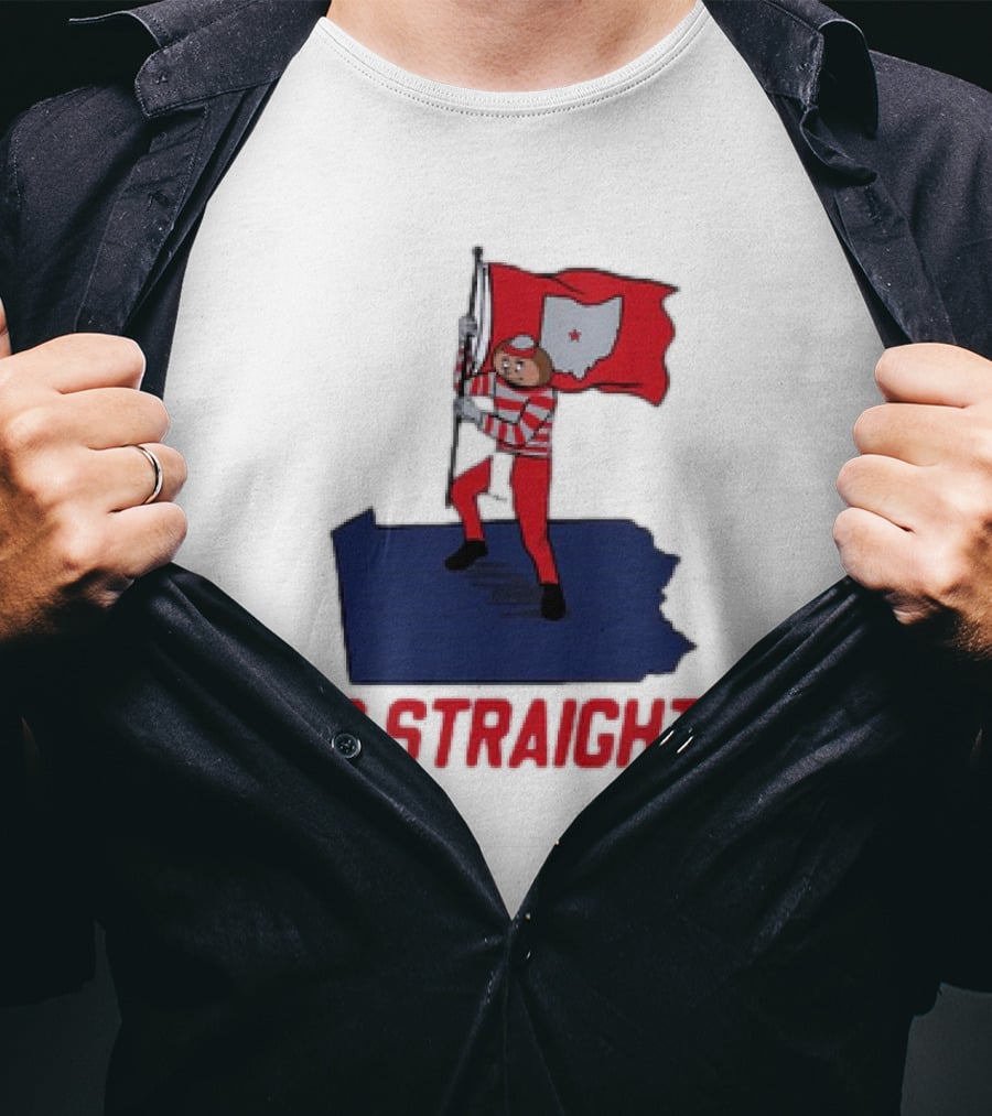 Ohio State Buckeyes Brutus Holding Flag 8 Straight T-Shirt