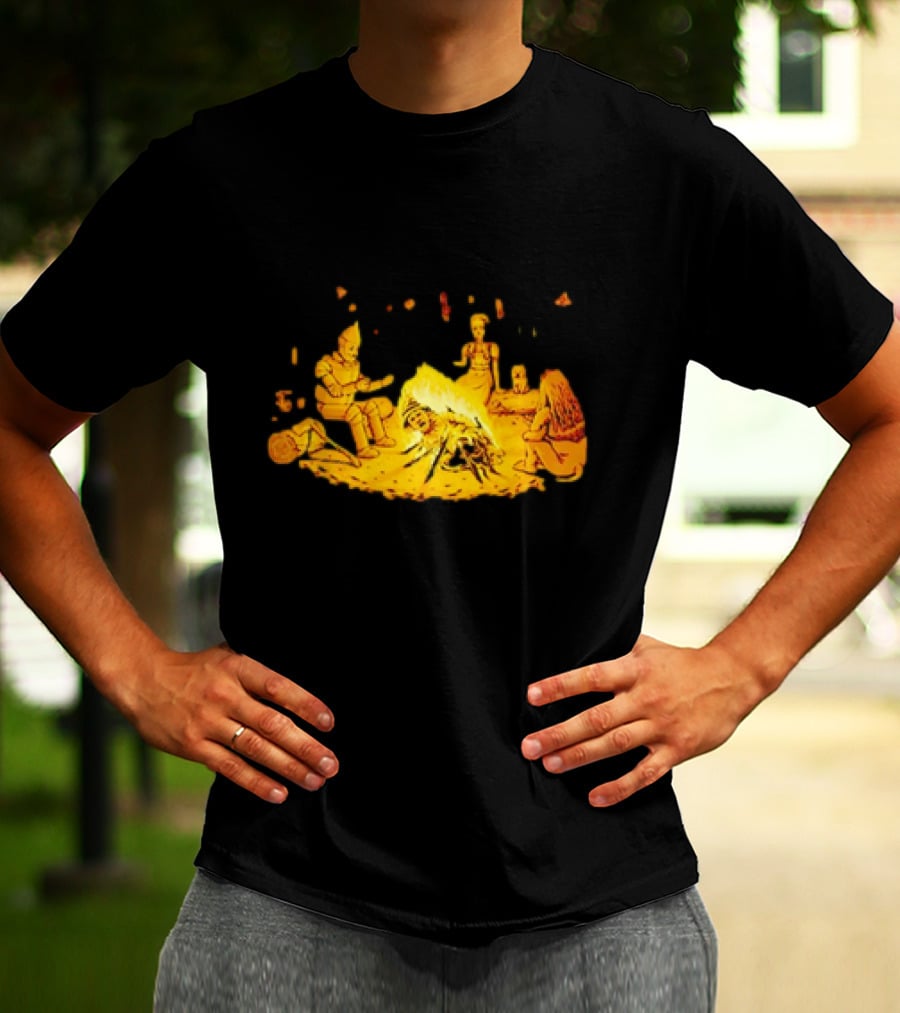Cisco Ramon Campfire Wizard Of Oz Characters Marshmallow Roasting Scene T-Shirt