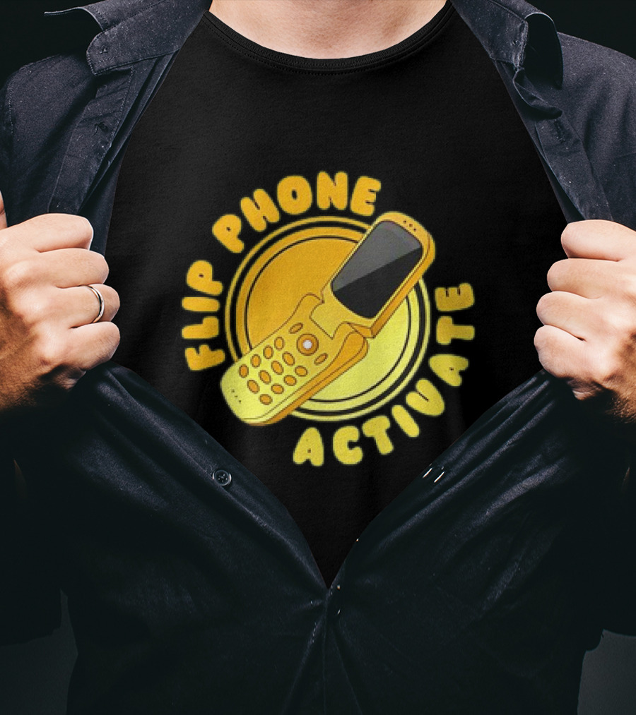 Flip Phone Activate Nostalgic Yellow Flip Mobile T-Shirt