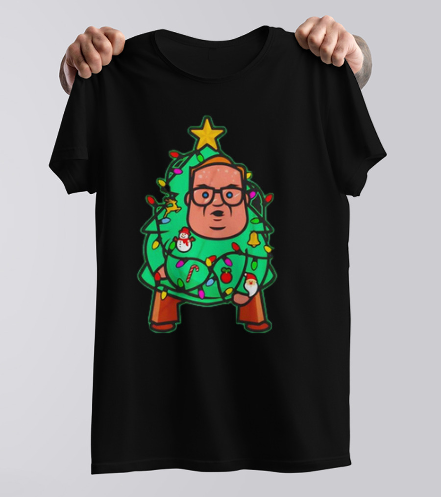 Foley Christmas Tree Lights Cartoon Character With Star And Decorated Ornaments T-Shirt