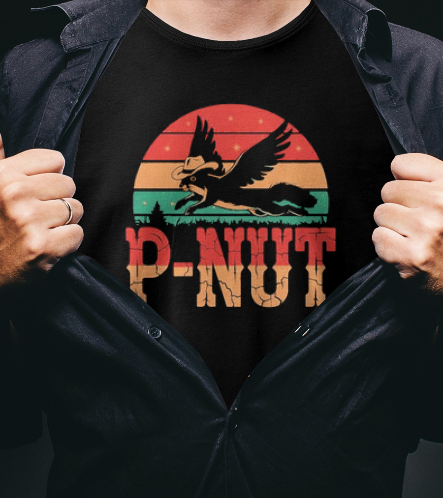 Retro Vintage P-Nut Squirrel With Hat And Wings Justice For Peanut T-Shirt