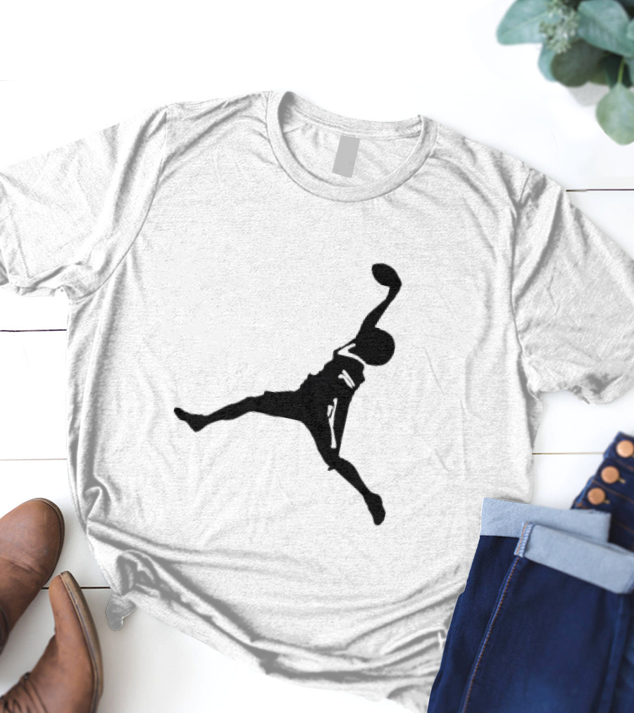 GW Catch Jump Silhouette Football Player T-Shirt