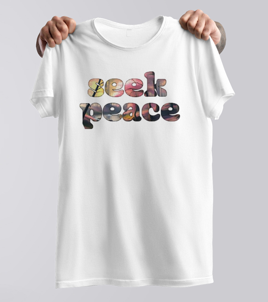 Seek Peace Classic Bohemian Colorful Lettering T-Shirt