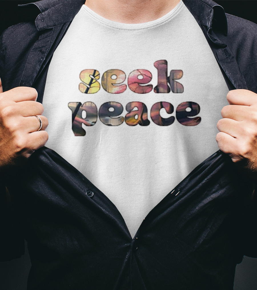 Seek Peace Classic Bohemian Colorful Lettering T-Shirt