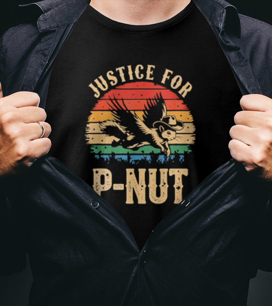 Justice For P-Nut Vintage Squirrel Lover Retro Sunset T-Shirt